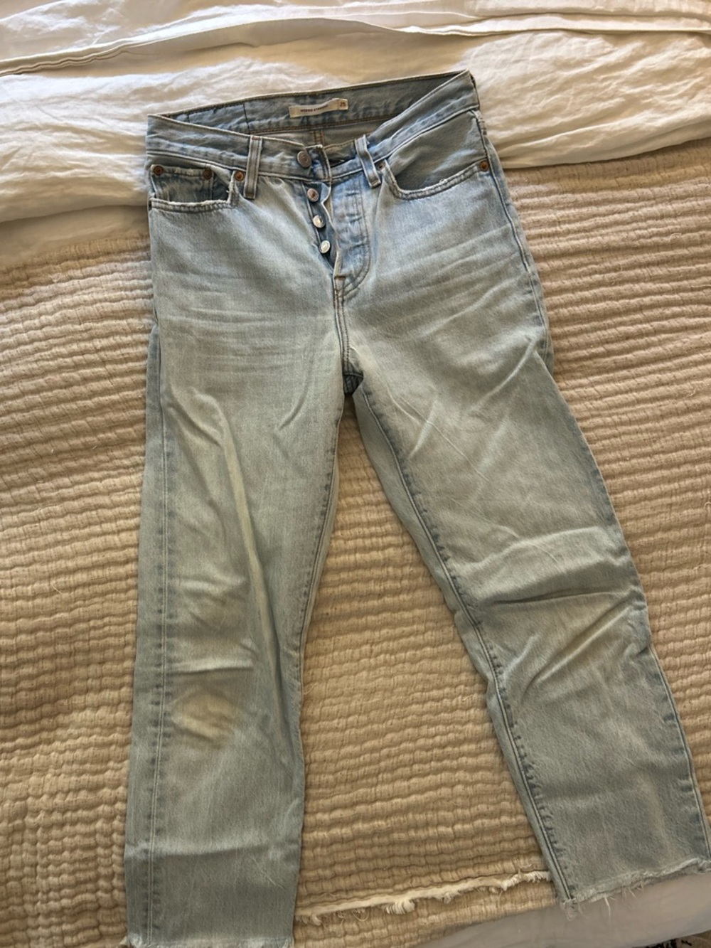 Levi’s Wedgie Straight Light Wash Button-Fly Jeans